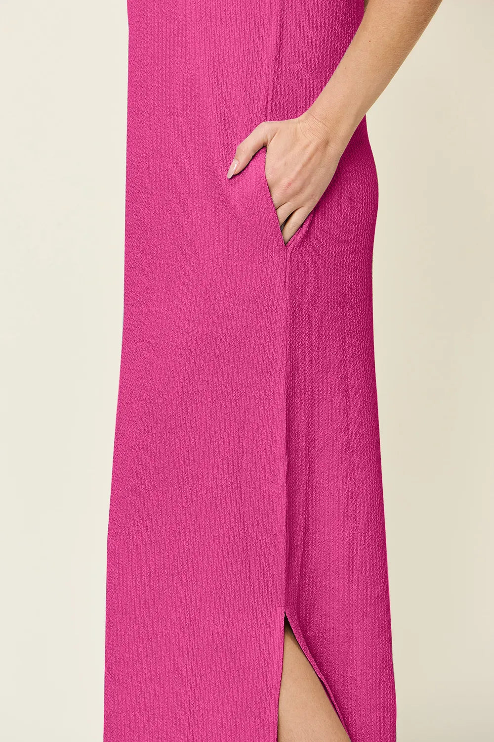 Double Take Full Size Texture Mock Neck Sleeveless Maxi Dress - Demented Sisters