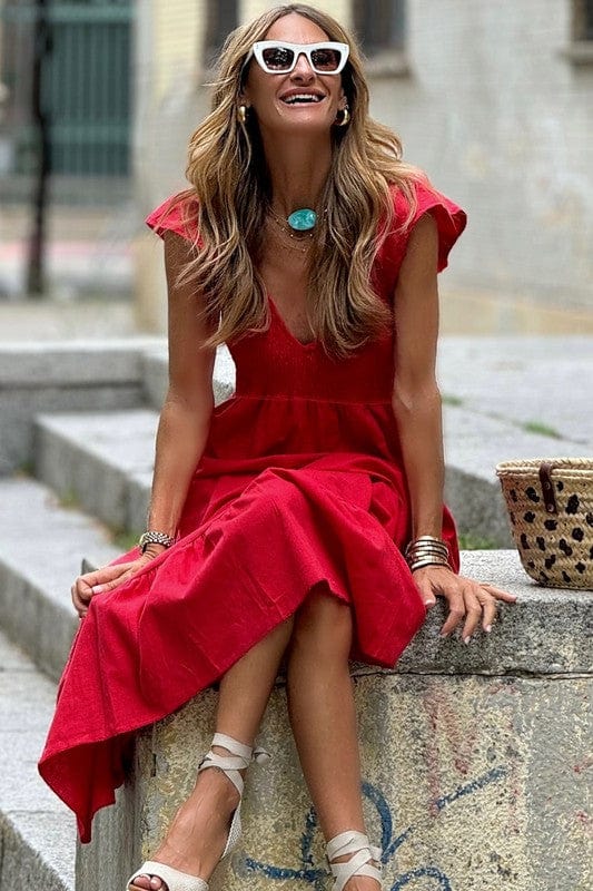 peach smocked maxi dress - Demented Sisters