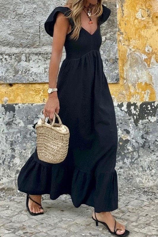 peach smocked maxi dress - Demented Sisters