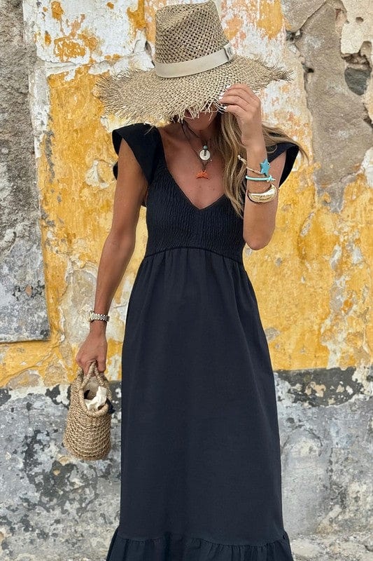 peach smocked maxi dress - Demented Sisters