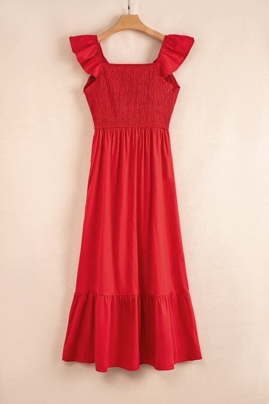 peach smocked maxi dress - Demented Sisters