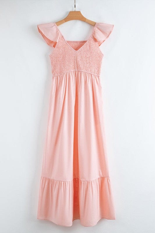 peach smocked maxi dress - Demented Sisters
