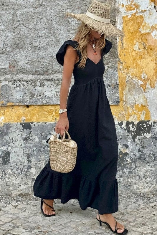 peach smocked maxi dress - Demented Sisters