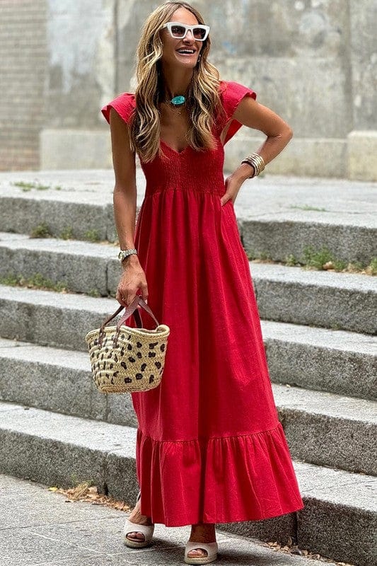 peach smocked maxi dress - Demented Sisters