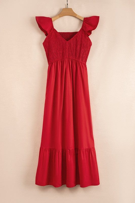 peach smocked maxi dress - Demented Sisters