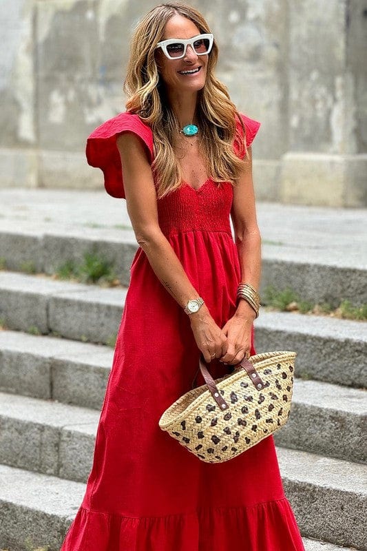 peach smocked maxi dress - Demented Sisters