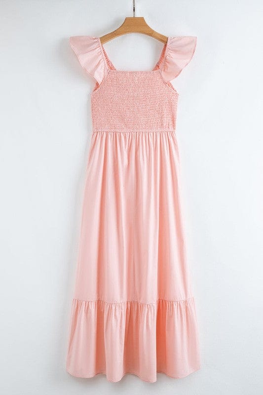 peach smocked maxi dress - Demented Sisters