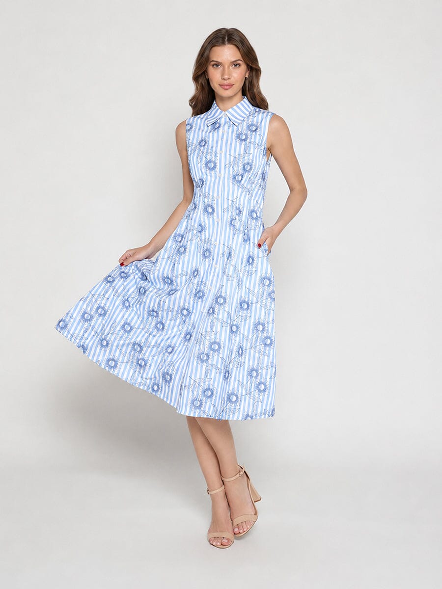 Embroidery Flower Sleeveless Dress - Demented Sisters