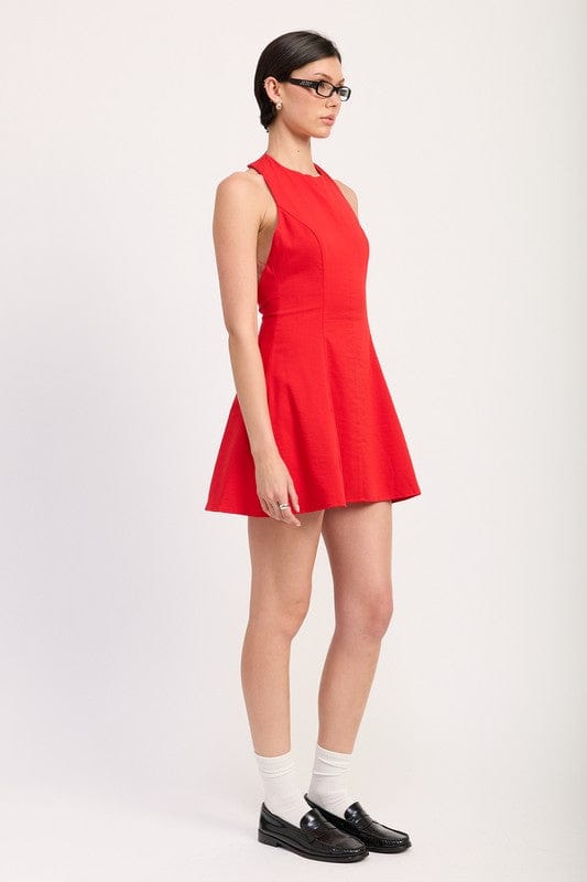 HALTER NECK MINI DRESS WITH OPEN BACK - Demented Sisters