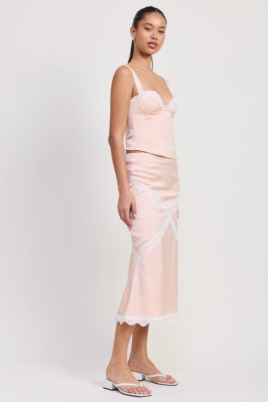 MID SATIN SKIRT WITH LACE DETAIL - Demented Sisters