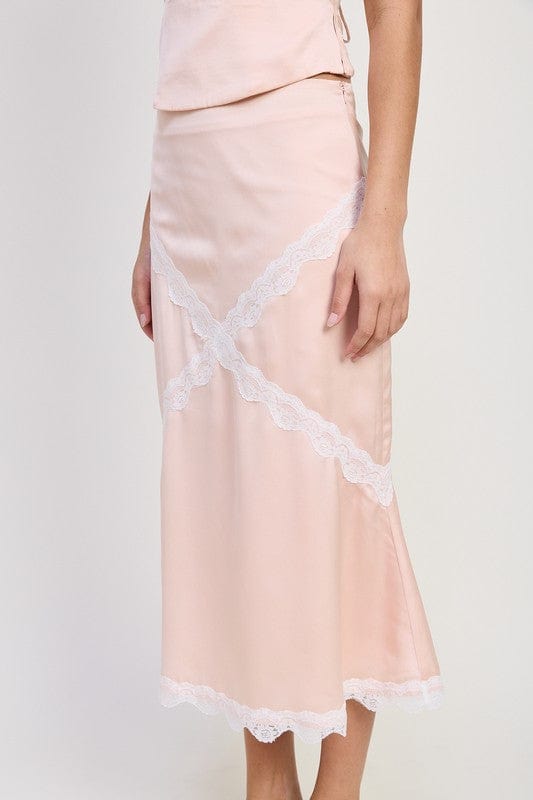 MID SATIN SKIRT WITH LACE DETAIL - Demented Sisters