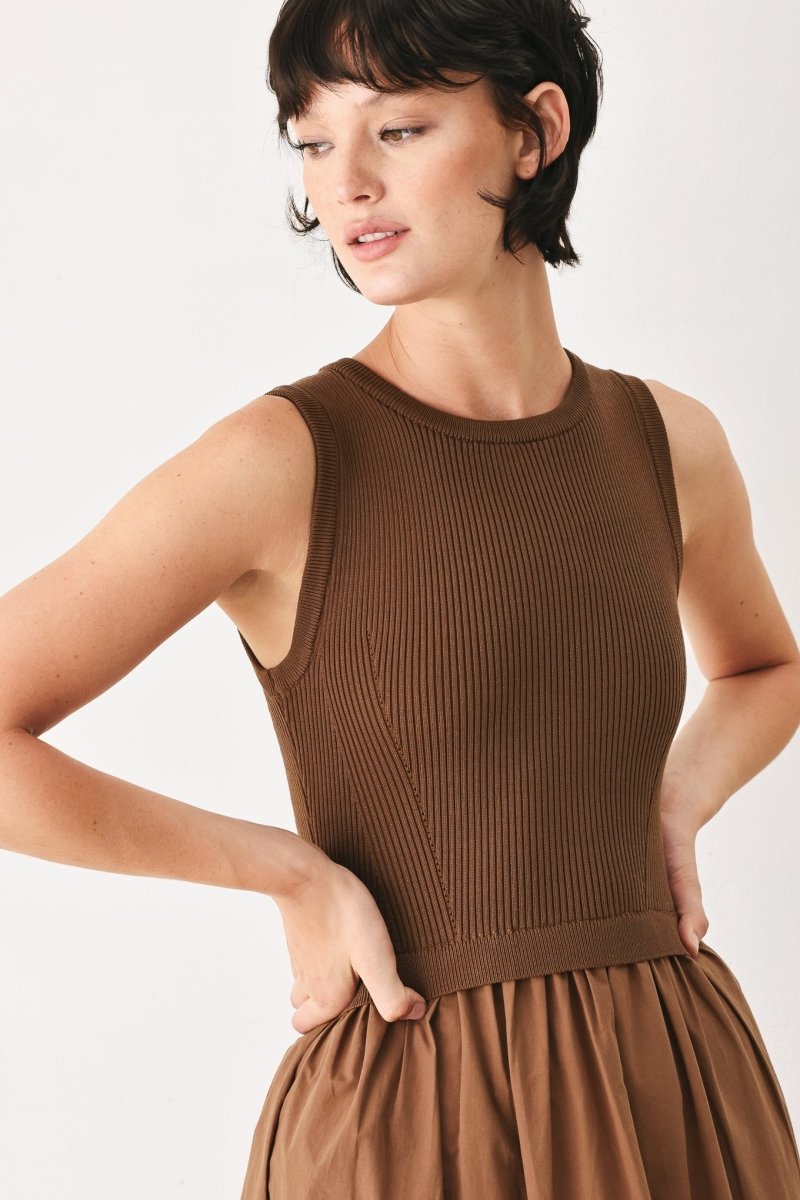 ESPRESSO DREAM SWEATER KNIT MIDI DRESS - Demented Sisters