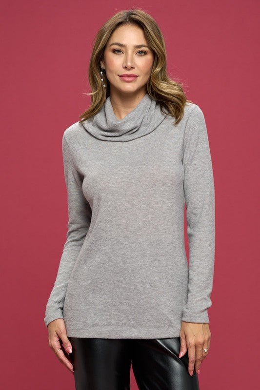Extra Soft Brushed Knit Turtleneck Tunic Top - Demented Sisters