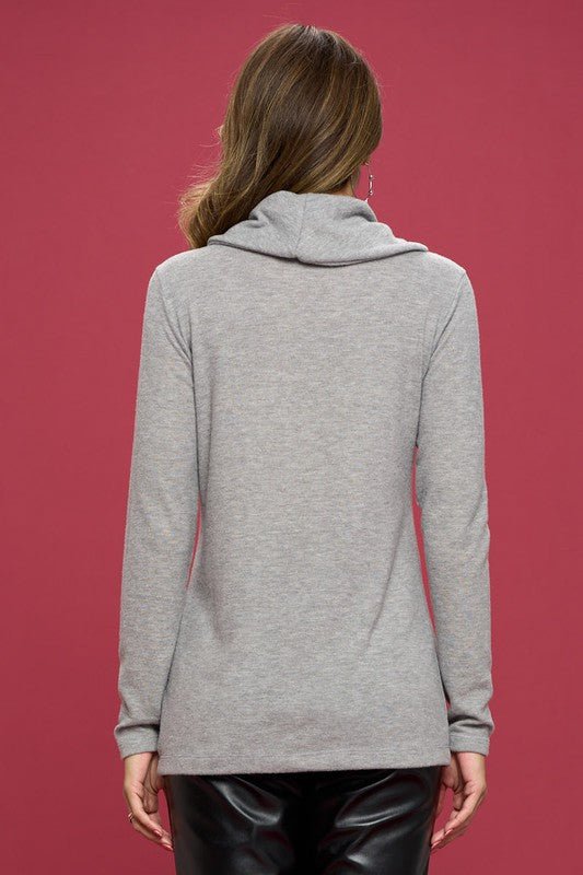 Extra Soft Brushed Knit Turtleneck Tunic Top - Demented Sisters