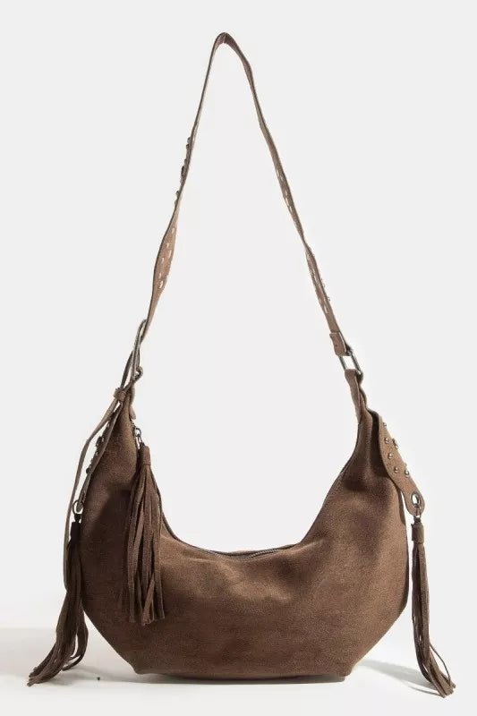 Fame Half Moon Fringe Buckle Strap Hobo Bag - Demented Sisters