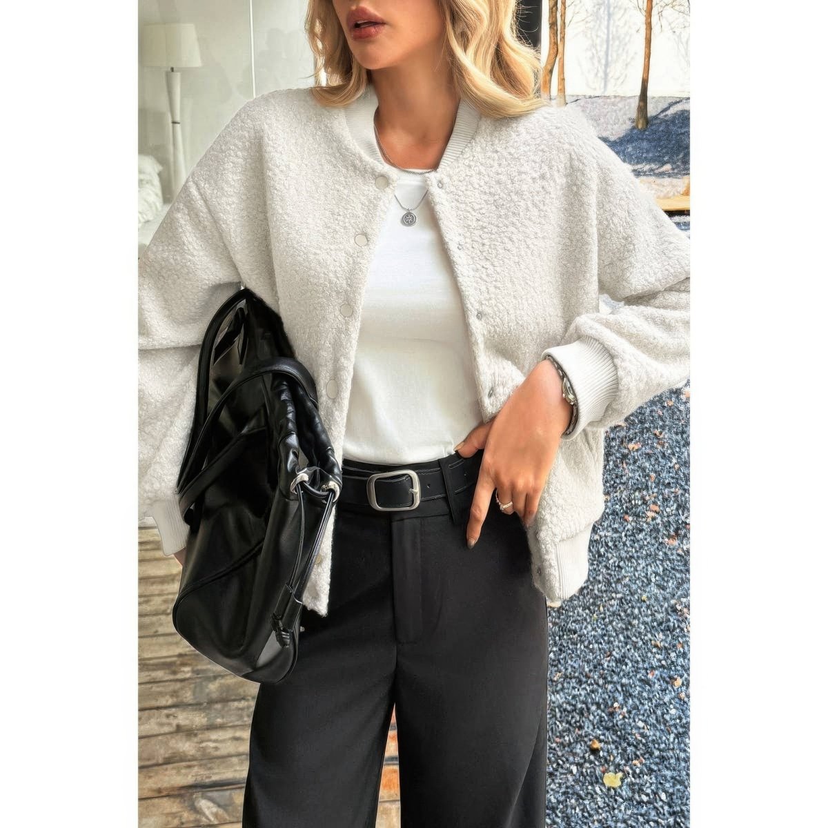 Faux Sherpa Fuzzy Teddy Bomber Jacket - Demented Sisters