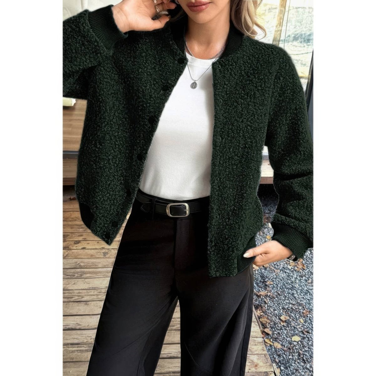 Faux Sherpa Fuzzy Teddy Bomber Jacket - Demented Sisters