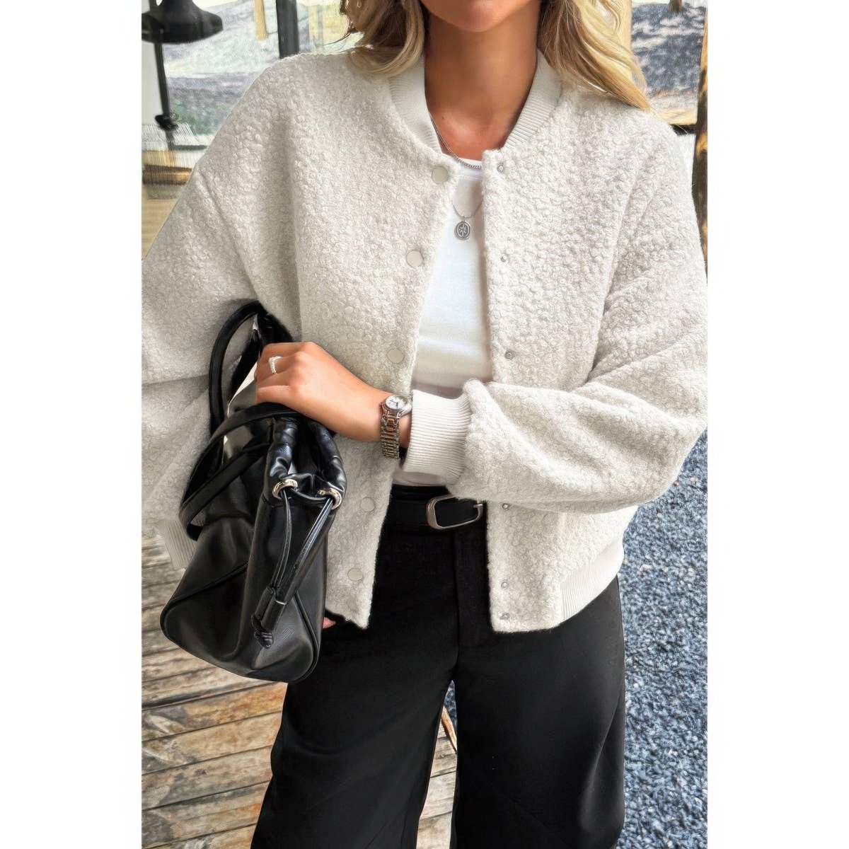 Faux Sherpa Fuzzy Teddy Bomber Jacket - Demented Sisters