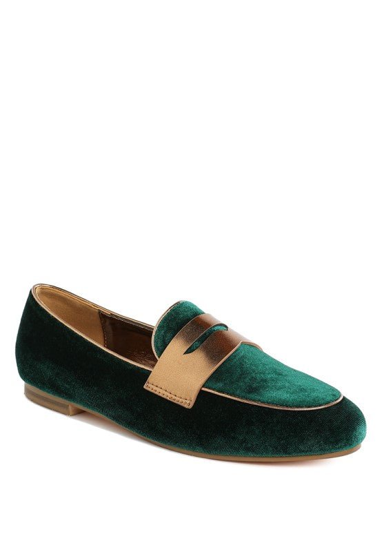 Malta Penny Strap Velvet Loafers - Demented Sisters