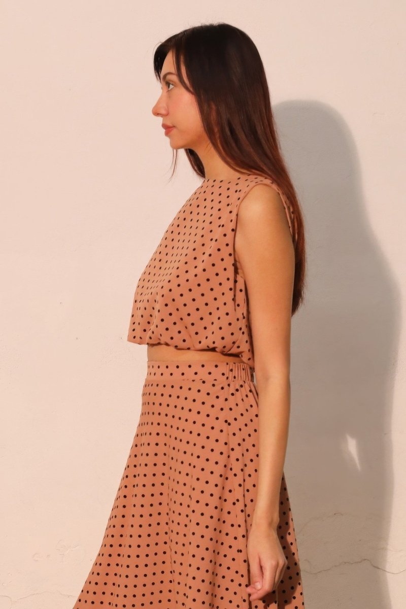 Flocked Polka Dot Bubble Crop Top - Demented Sisters