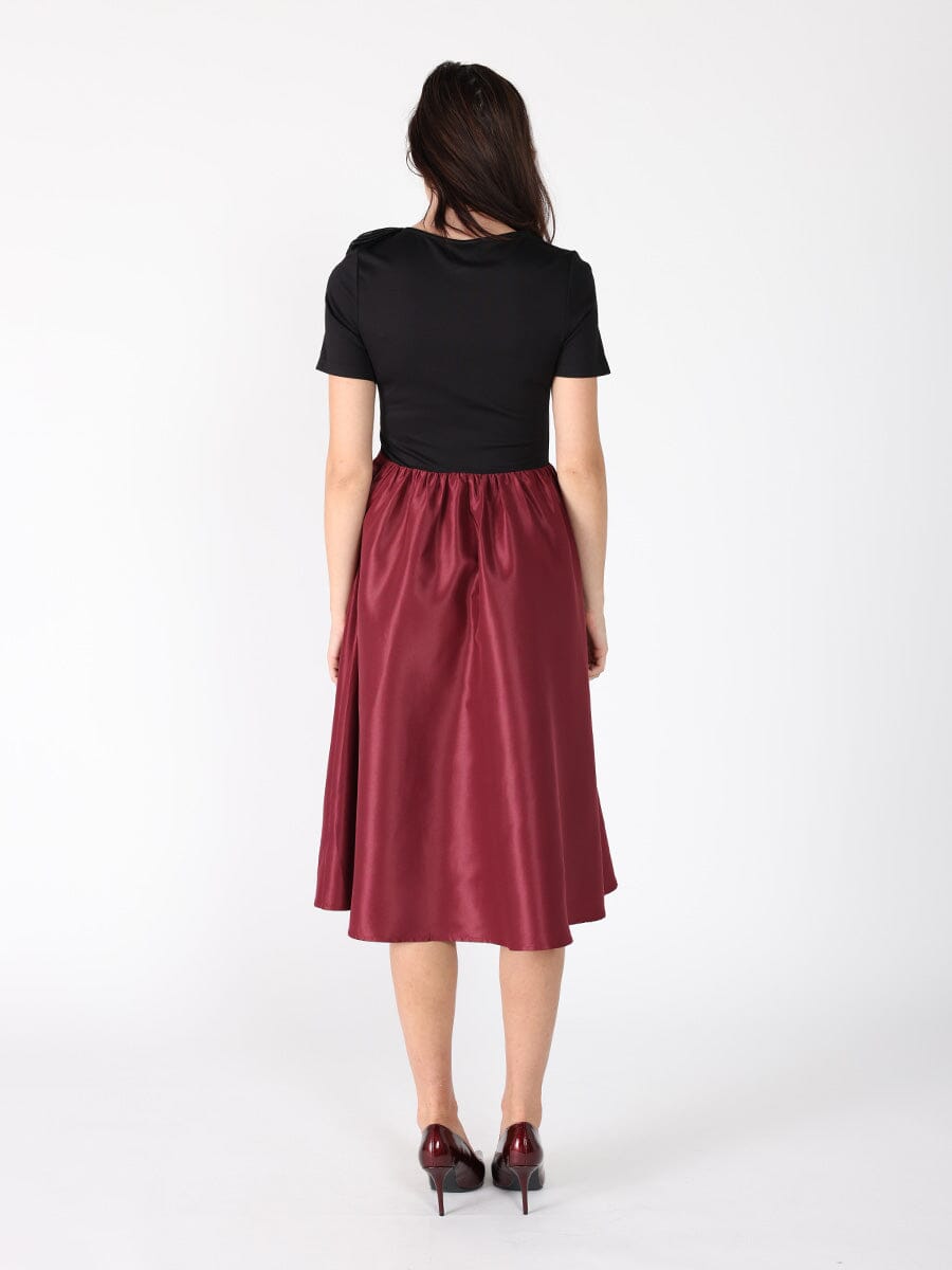Floral Applique Satin & Cotton Fabric Dress - Demented Sisters