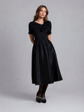 Floral Applique Satin & Cotton Fabric Dress - Demented Sisters