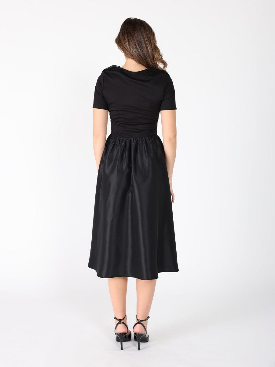 Floral Applique Satin & Cotton Fabric Dress - Demented Sisters