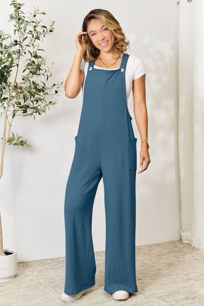 Double Take Full Size Wide Strap Overall with Pockets - Demented Sisters