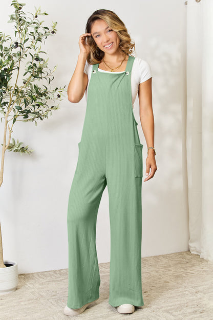 Double Take Full Size Wide Strap Overall with Pockets - Demented Sisters