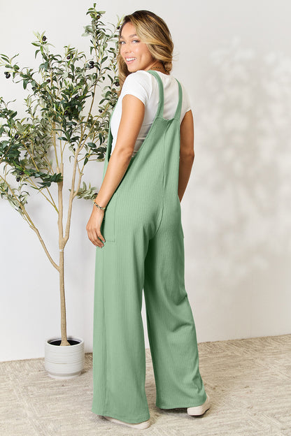 Double Take Full Size Wide Strap Overall with Pockets - Demented Sisters