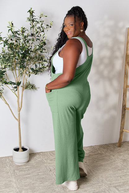 Double Take Full Size Wide Strap Overall with Pockets - Demented Sisters