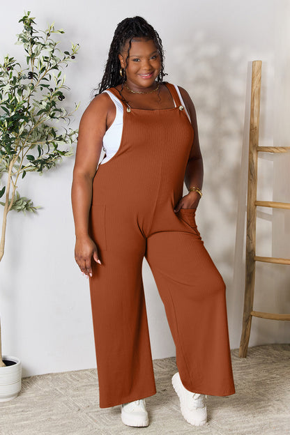 Double Take Full Size Wide Strap Overall with Pockets - Demented Sisters