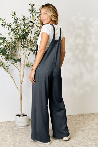 Double Take Full Size Wide Strap Overall with Pockets - Demented Sisters