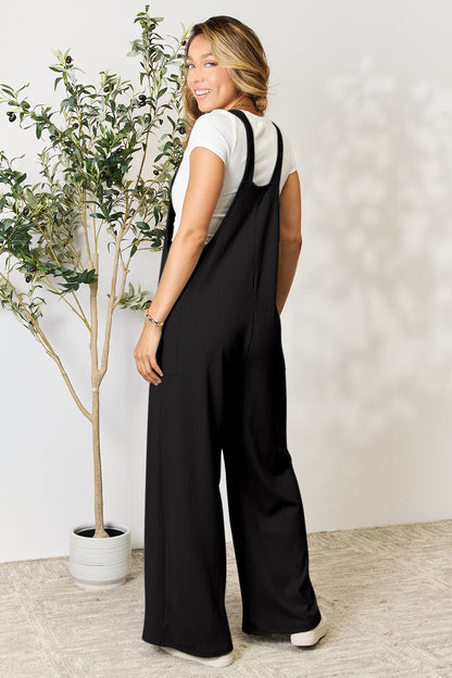 Double Take Full Size Wide Strap Overall with Pockets - Demented Sisters