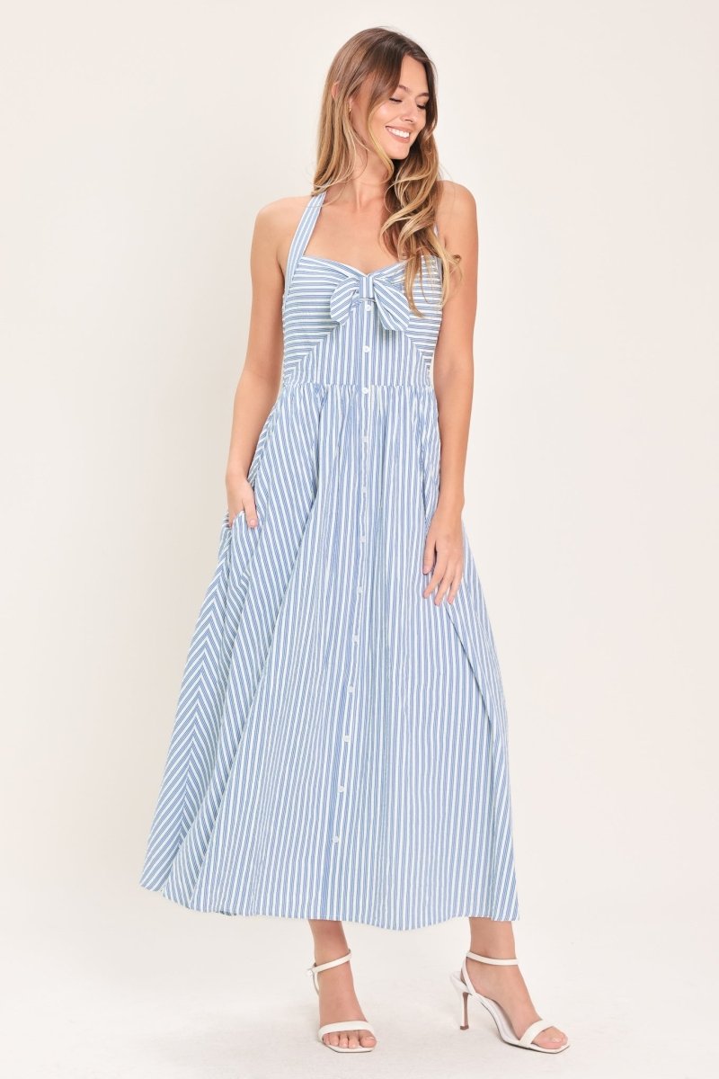 FRESH DAY STRIPE WOVEN MIDI DRESS - Demented Sisters