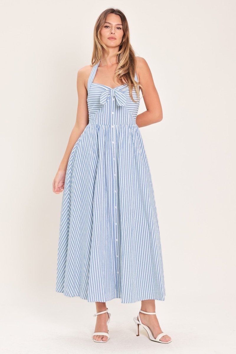 FRESH DAY STRIPE WOVEN MIDI DRESS - Demented Sisters