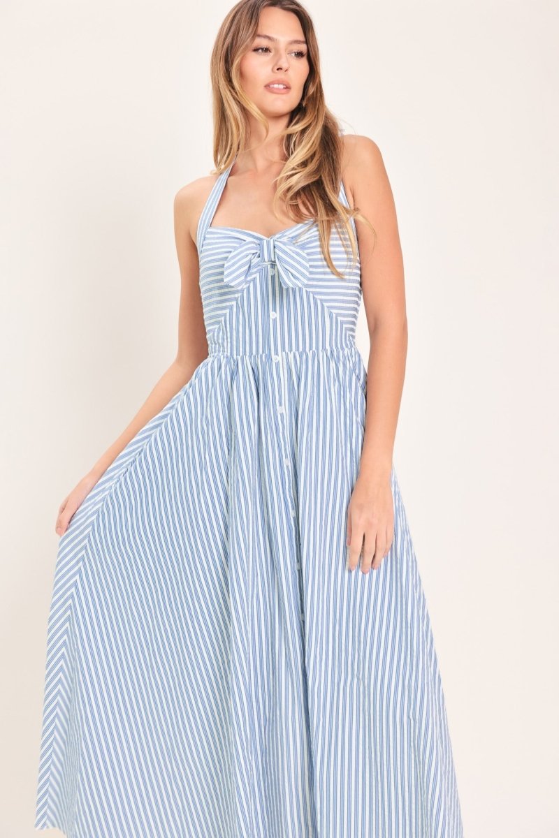 FRESH DAY STRIPE WOVEN MIDI DRESS - Demented Sisters