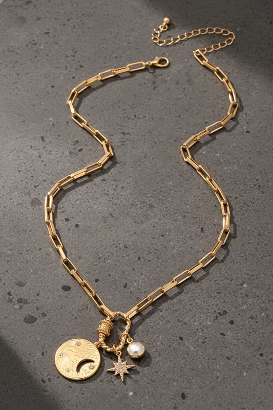 Gold Celestial Charm Chain Necklace - Demented Sisters