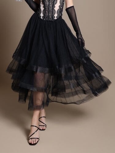 Gothic Ruffle Tiered Mesh Skirt - Demented Sisters