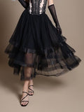 Gothic Ruffle Tiered Mesh Skirt - Demented Sisters