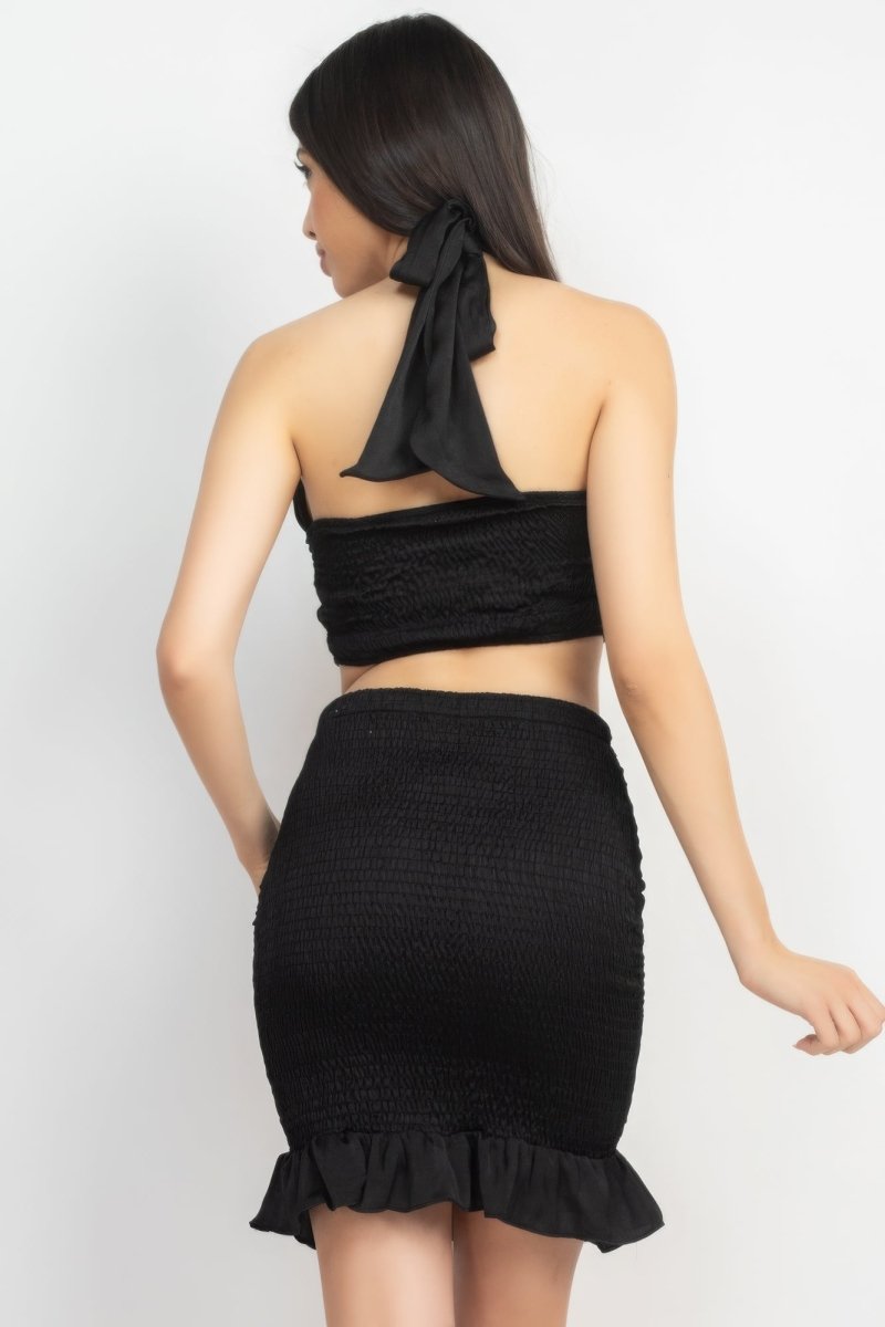 Halter Neck Crop Top & Skirts Set - Demented Sisters