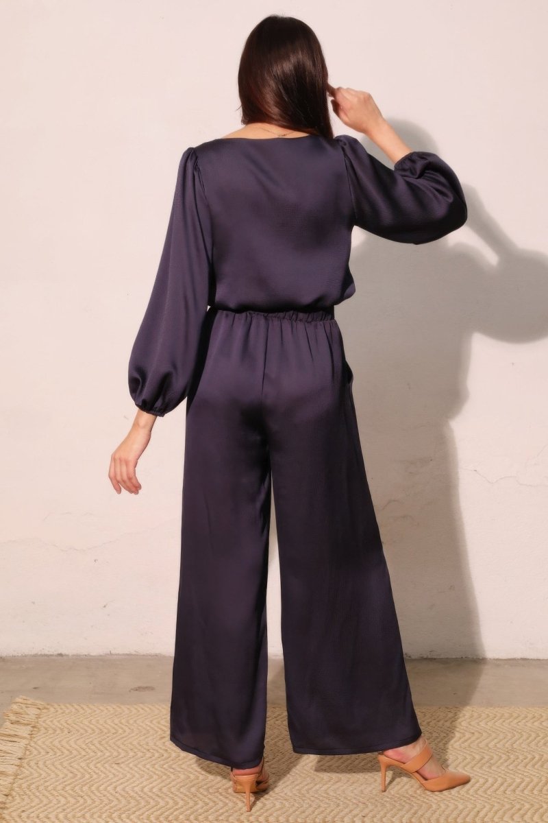 Hammered Satin Long Sleeve Crop Top - Demented Sisters