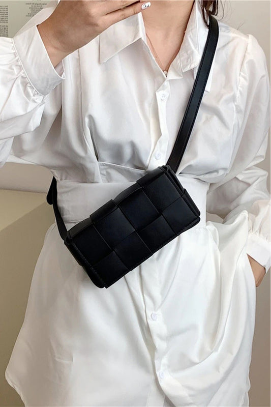 Zenana Vegan Leather Woven Crossbody Bag - Demented Sisters