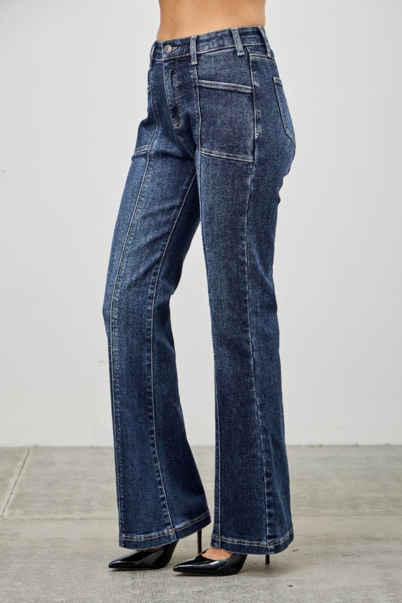 High Rise Boot Cut With Seam Detail - Demented Sisters