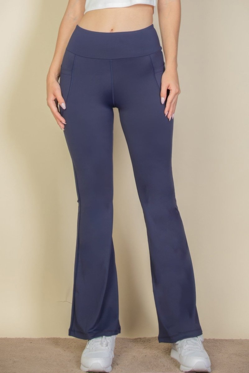 High Waist Side Pocket Flare Leggings - Demented Sisters