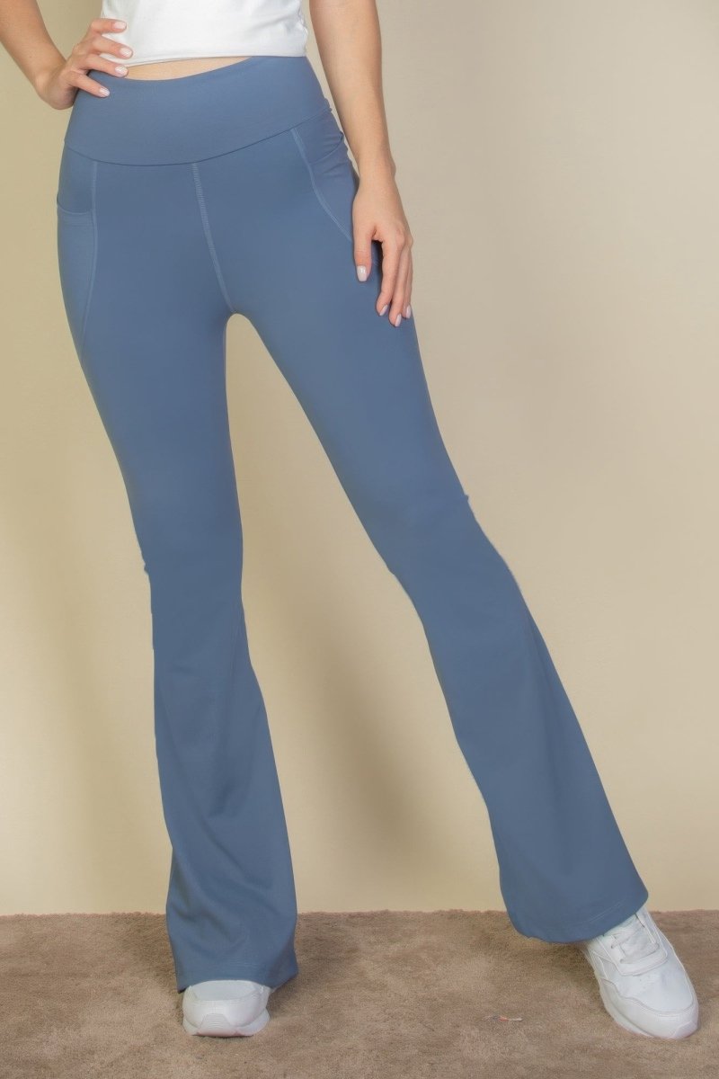 High Waist Side Pocket Flare Leggings - Demented Sisters