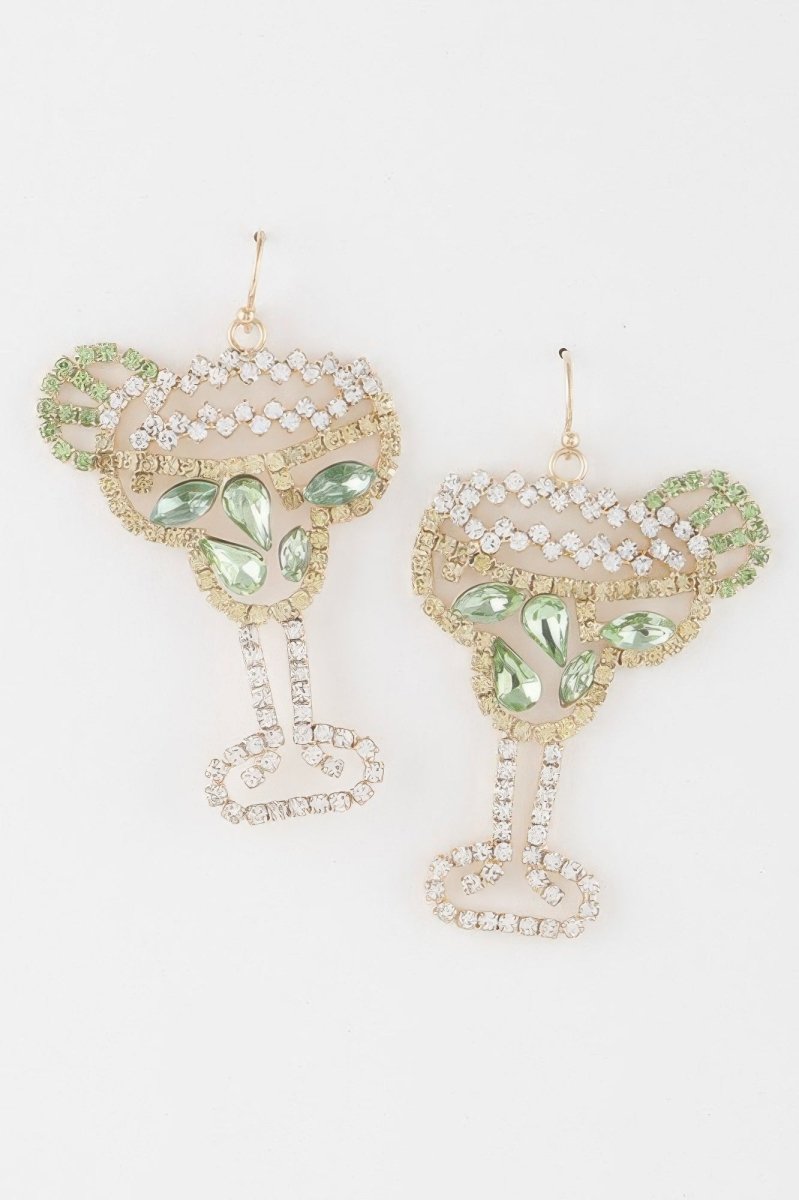 Jeweled Lime Cocktail Earrings - Demented Sisters