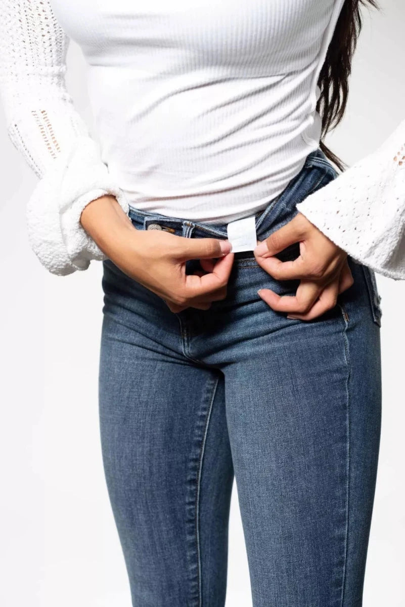 Judy Blue High Waist Skinny Jeans with Destroy & Shark Bit Hem - Demented Sisters