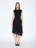 Knit Top Asymmetrical Lace Hem Dress
