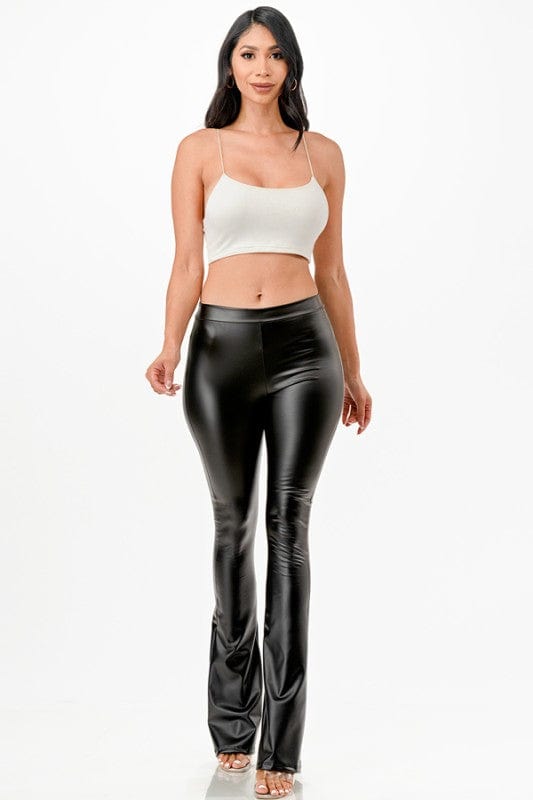 La Scala Vegan Leather Flare Pants - Demented Sisters